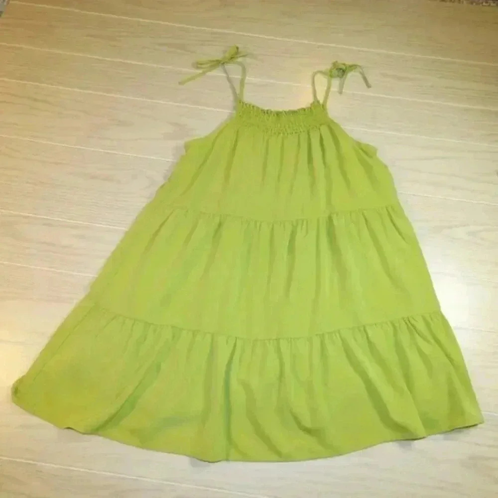 Forever 21 Womens Tiered Dress with Tie Straps Loose Fitting Size Med